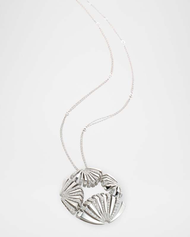 18K White Gold Ventaglio Medium Fan Pendant with Diamonds